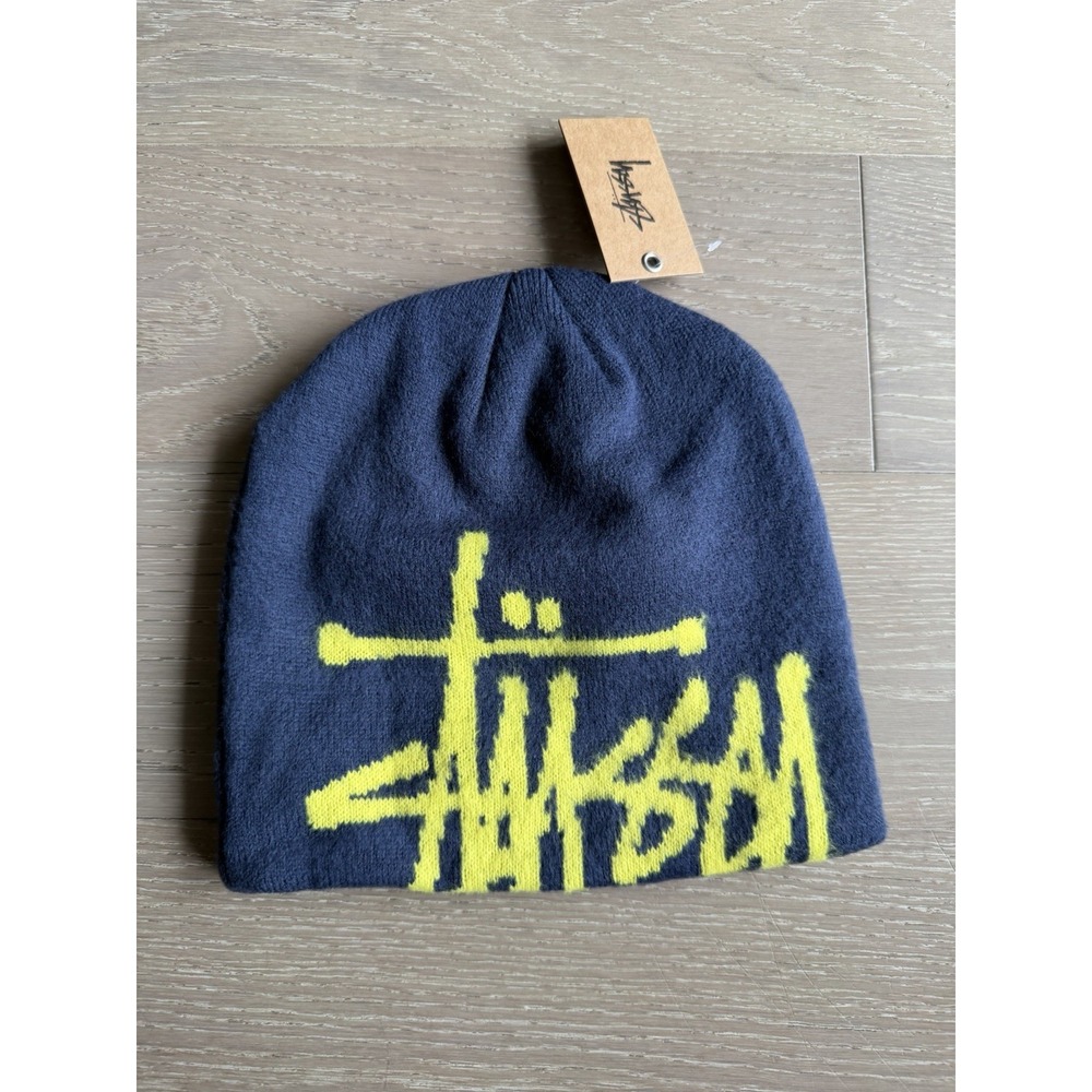 STUSSY BRUSHED OUT BASIC SKULLCAP NAVY BEANIE ONE SIZE ❤️✅ BRAND NEW SHIPS ASAP